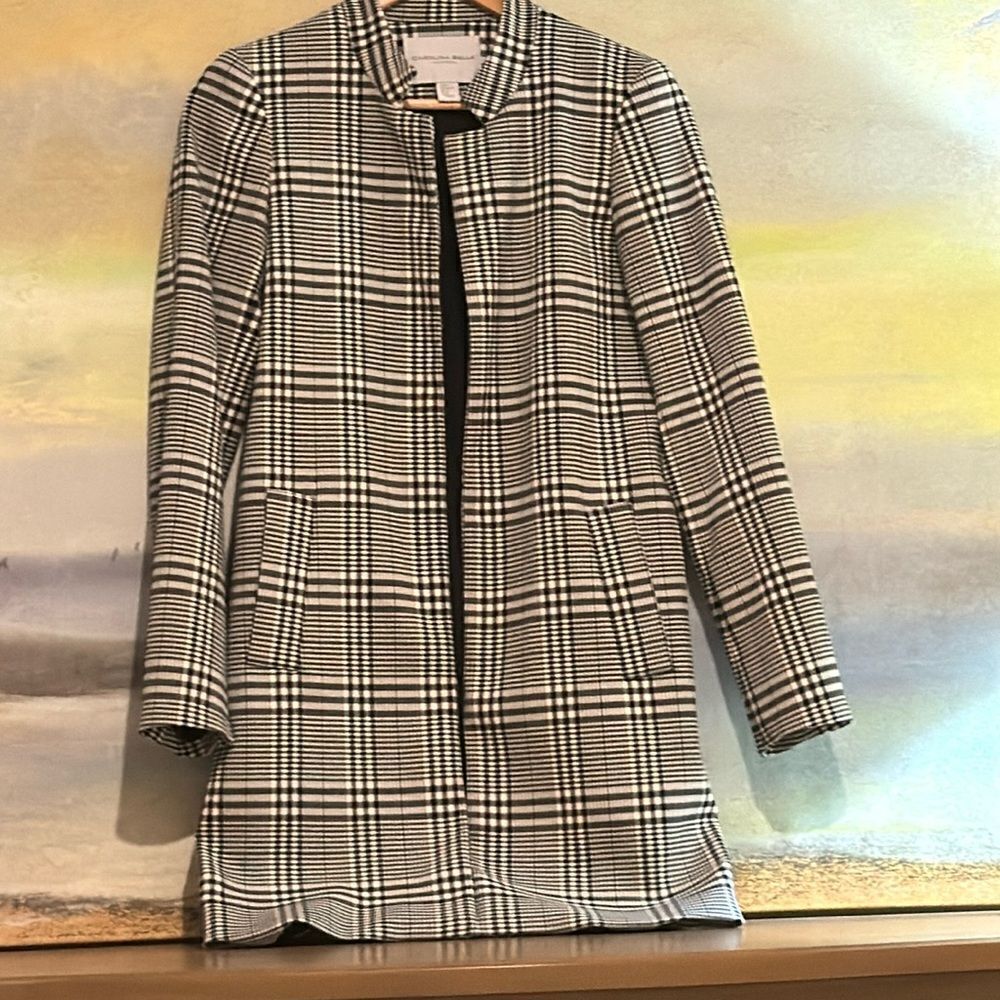 Carolina Belle Montreal Plaid Open Front Lined Blazer Size XS
